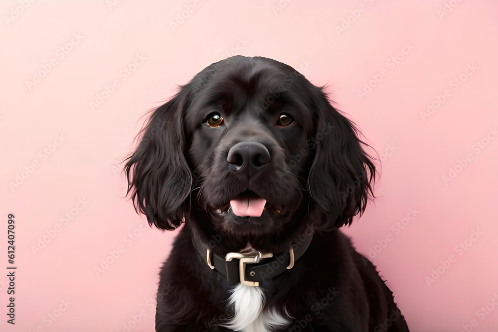 Portuguese Water Dog on light pink background Portuguese Water Dog on light pink background