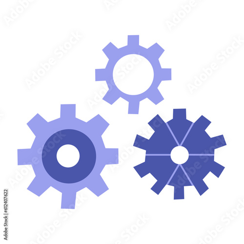 Set of gears, spare parts. Concept of service or mobile application, robotics or repair. Colorful vector isolated illustration flat