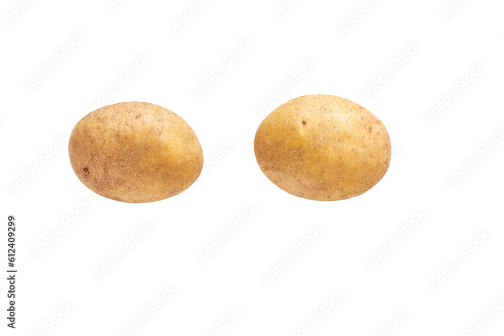 fresh raw potatoes isolated on white background, top view. fresh raw potatoes isolated on white background, top view.