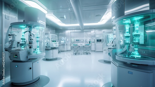 futuristic laboratory where advanced robotic. Generative ai.