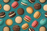 Pattern of macaroons background, ai generated
