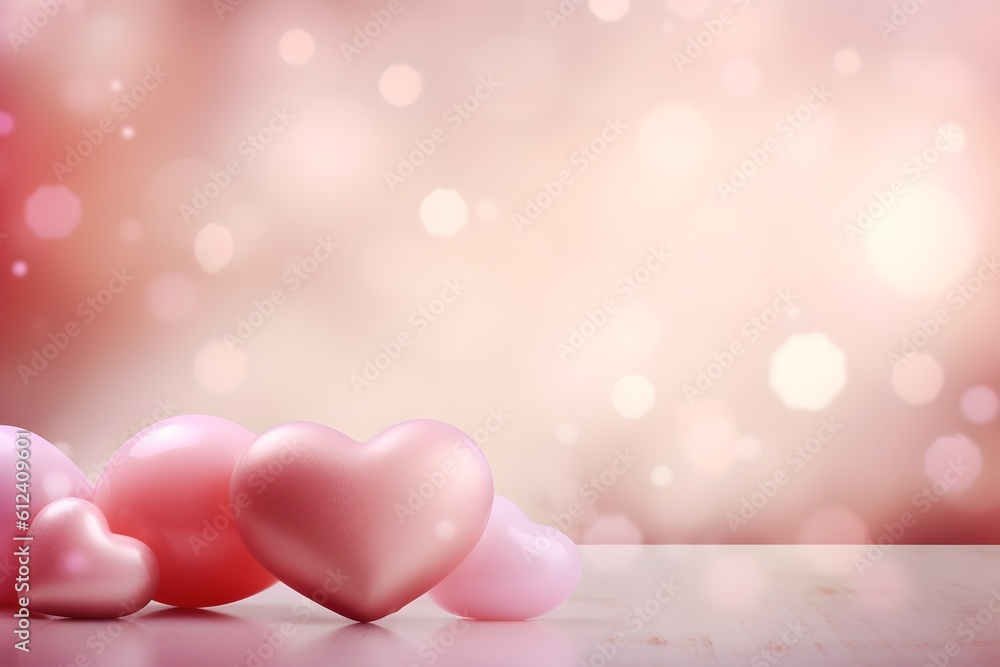 Soft pink hearts valentines day background, ai generated
