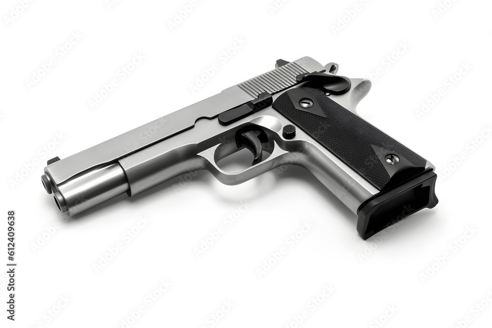 Pistol gun isolated on white background, ai generated Pistol gun isolated on white background, ai generated