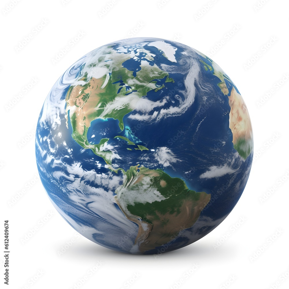 Earth planet isolated on white background, ai generated