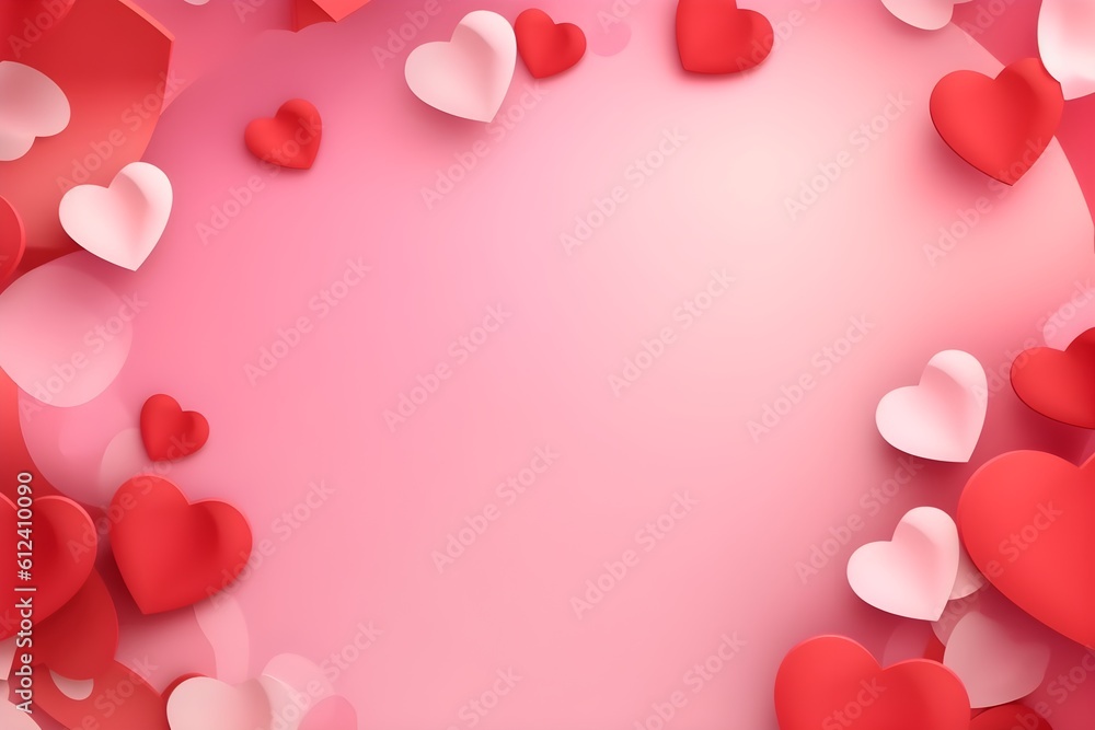 Red hearts valentines day banner background, ai generated
