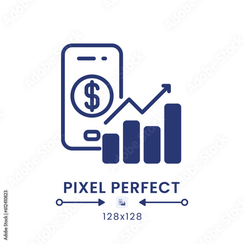 Personal finance app black solid desktop icon. Budget planner. Expense tracker. Pixel perfect 128x128, outline 4px. Silhouette symbol on white space. Glyph pictogram. Isolated vector image