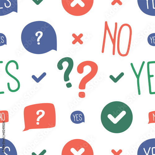 Seamless Pattern With Yes And No Signs Creating A Bold And Eye-catching Design. Perfect For Decision-making Themes