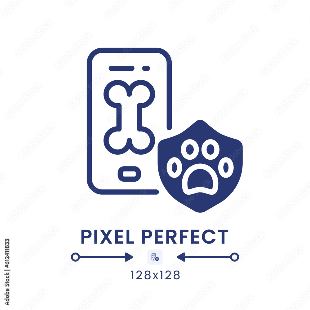 Pet Care app black solid desktop icon. Dog walking. Veterinarian services. E commerce. Pixel perfect 128x128, outline 4px. Silhouette symbol on white space. Glyph pictogram. Isolated vector image Pet Care app black solid desktop icon. Dog walking. Veterinarian services. E commerce. Pixel perfect 128x128, outline 4px. Silhouette symbol on white space. Glyph pictogram. Isolated vector image