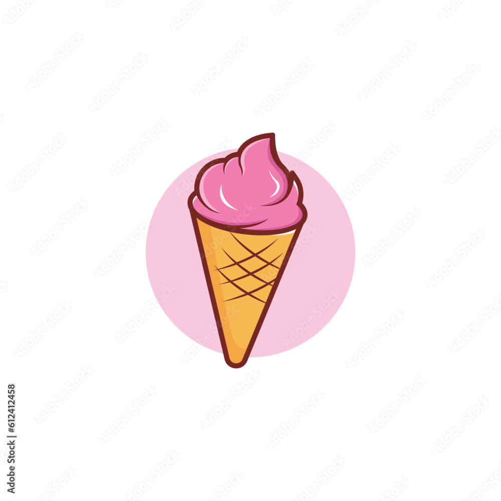 Ice Cream Illustration Logo Template with Simple Vector Concept. Ice Cream Illustration Logo Template with Simple Vector Concept.