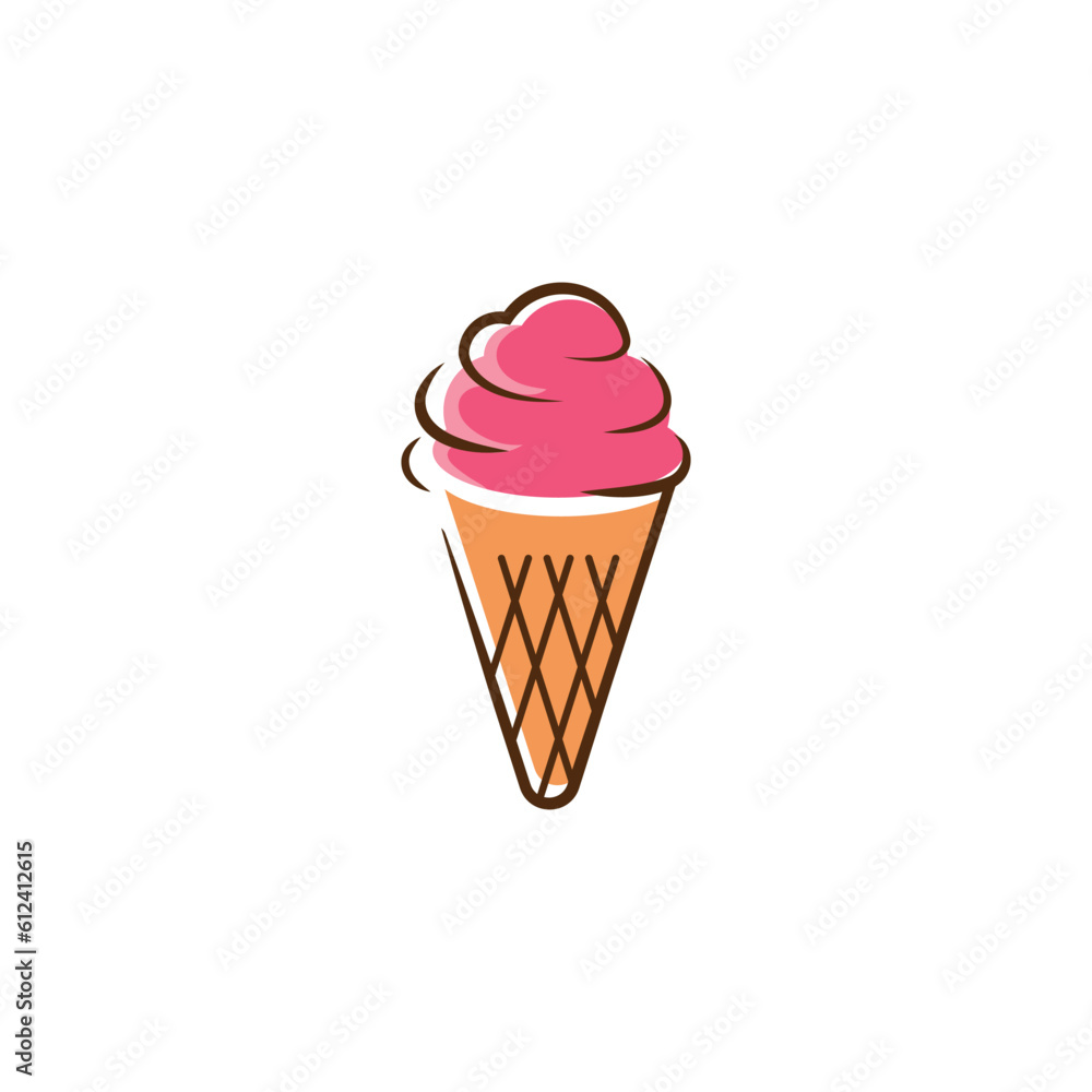 Ice Cream Illustration Logo Template with Simple Vector Concept. Ice Cream Illustration Logo Template with Simple Vector Concept.