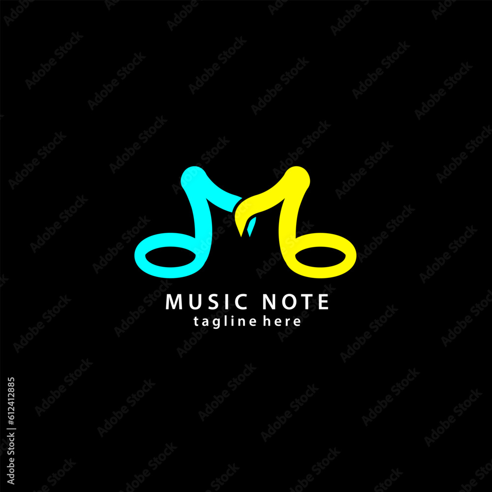 Fototapeta premium letter M music note logo