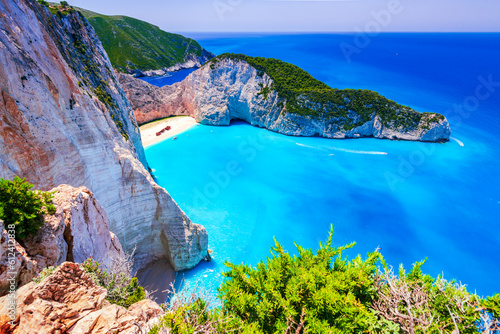 Fototapeta Naklejka Na Ścianę i Meble -  Zakynthos, Greece. Famous Navagio Beach, Greek Islands.