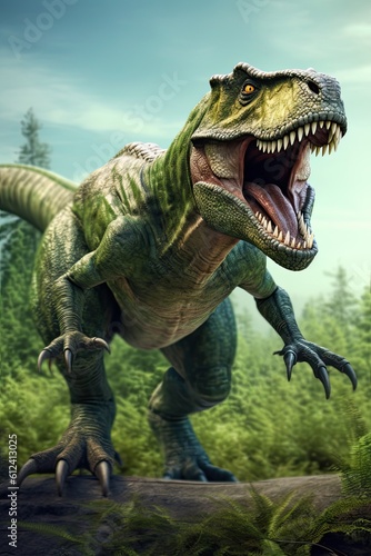Terrifying Giant: Cretaceous Tyrannosaurus Rex 3D Illustration, Generative AI