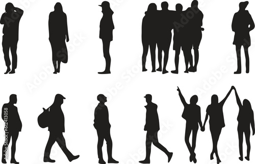 flat silhouettes of people with transparent background