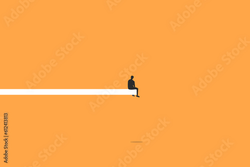 Businessman Sitting on Top block