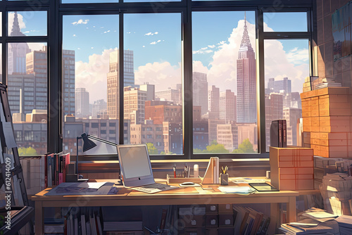 Anime Office Scene, Creative and Imaginative Workplace © Kitta