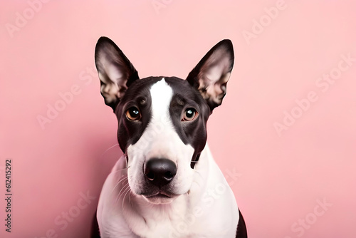 Bull Terrier on light pink background