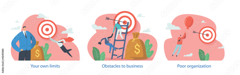 Characters Overcome Obstacles and Challenges That Hinder Business Growth And Success, Competition, Economic Fluctuations