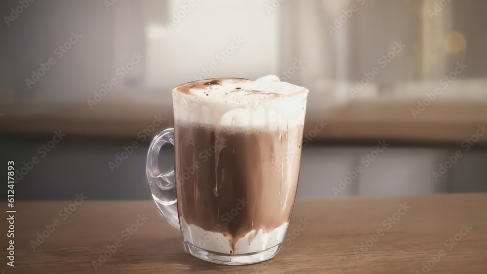 Cappuccino Cup With Food Illustration. Generative AI Cappuccino Cup With Food Illustration. Generative AI
