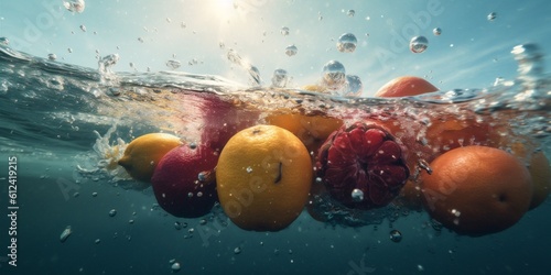 vitamin fruit healthy background green drop water strawberry fresh food tropical. Generative AI.