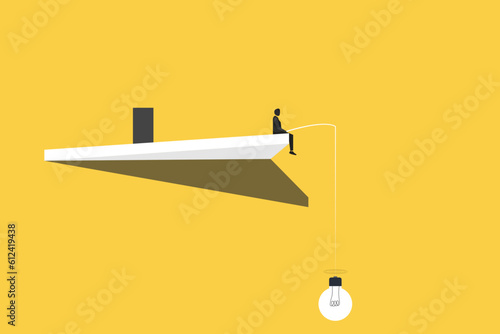 businessman fishing new ideas, concept of opportunity and creativity surreal