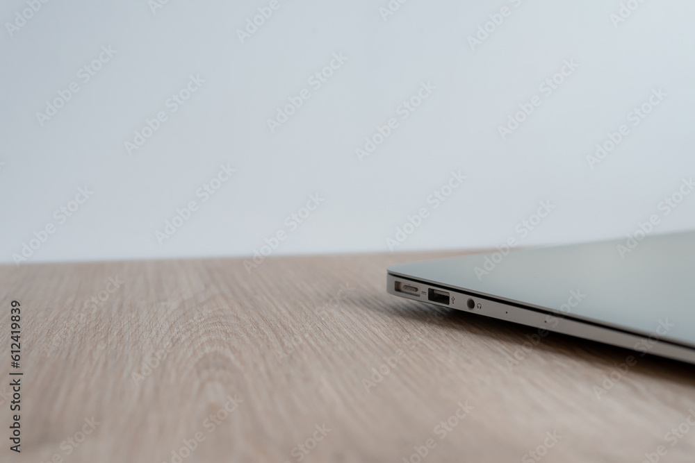plugs for charging on a laptop close-up with a blurred background. plugs for charging on a laptop close-up with a blurred background.