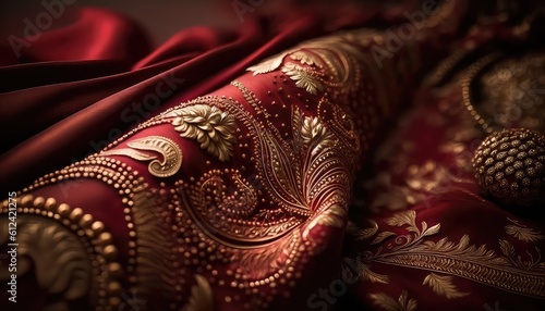 fashionable and rich indian fabric backdrop for bridal glamour generative ai