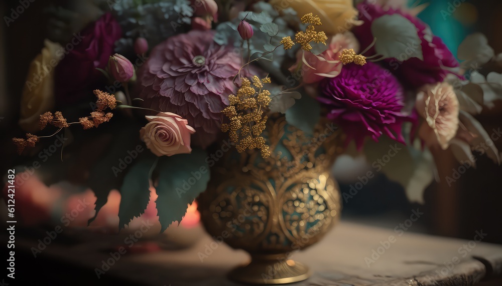 decorative and fragrant blossom flower wallpaper for romantic couple generative ai