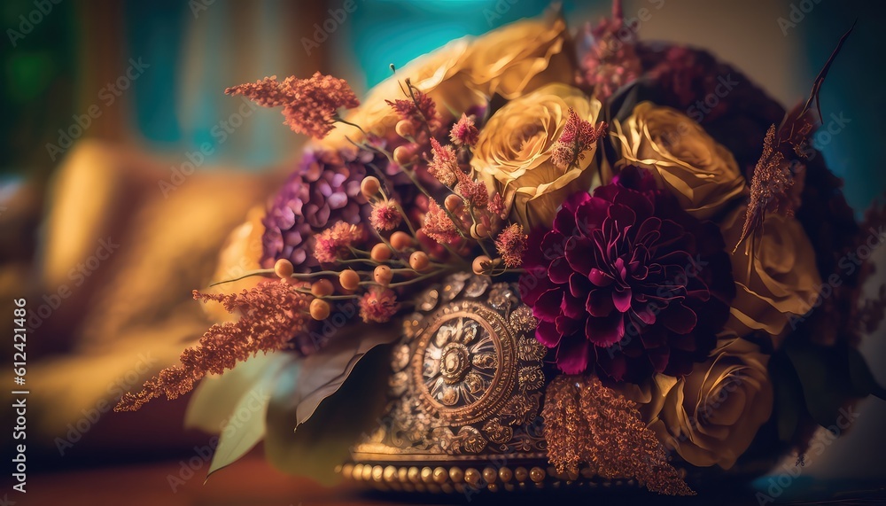 Obraz premium decorative and fresh flower bunch photography celebrate event in style generative ai