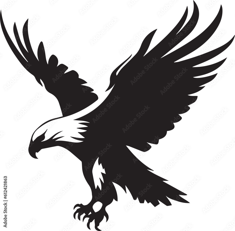 Obraz premium Bald Eagle Black And White, Vector Template for Cutting and Printing