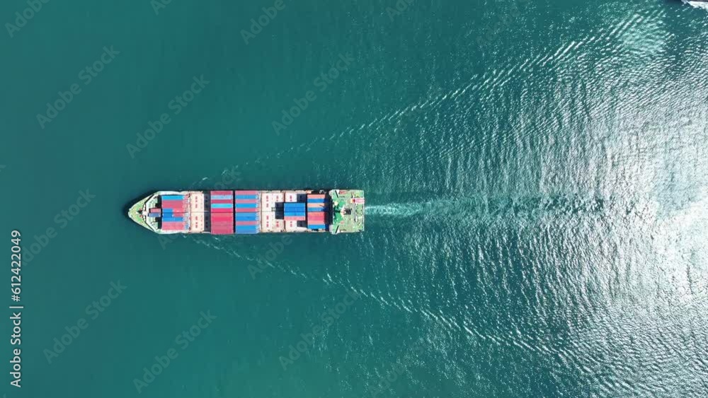 Cargo container Ship, cargo maritime ship with contrail in the ocean ...