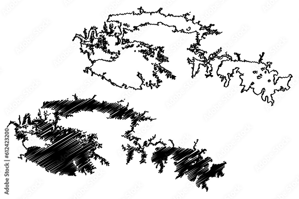Lake Bayano (Republic of Panama, central america) map vector illustration, scribble sketch Bayano map