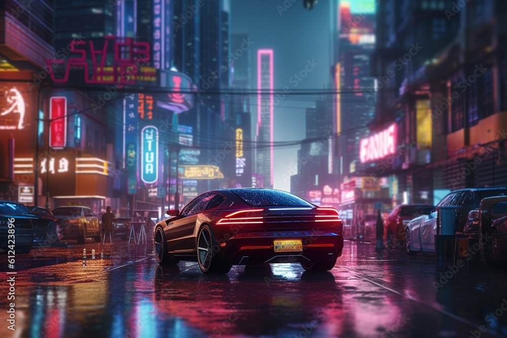 Breathtaking City View Featuring Glittering Neon Lights. Generative AI. Breathtaking City View Featuring Glittering Neon Lights. Generative AI.