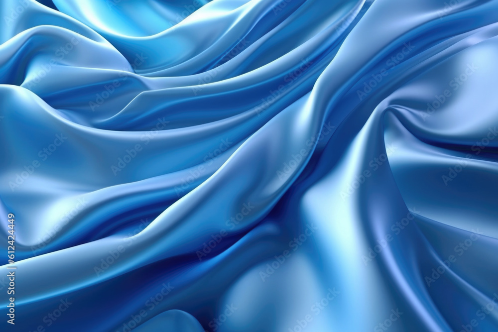 Fototapeta premium Levitating Cloth: Abstract Blue Silk Drapery Layers