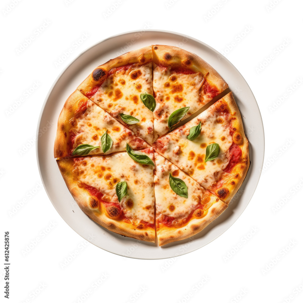 Margherita Pizza Isolated on a Transparent Background. Generative AI