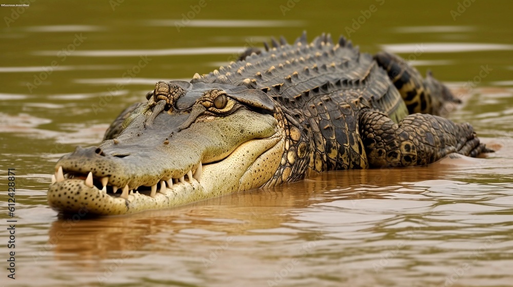 Obraz premium crocodile in the water generative ai