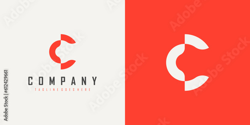 Simple Initial Letter C Logo isolated on Double Background. Usable for Business and Branding Logos. Flat Vector Logo Design Template Element.