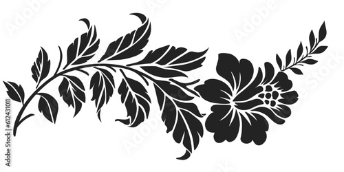 black and white silhouette of flowers stencil vector design