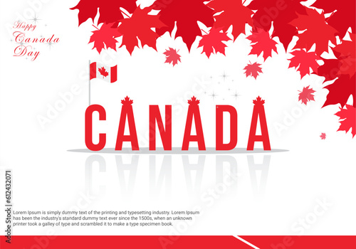 Happy Canada Day, National Day of Canada Celebration. Banner, Background With Maple Leaf.
