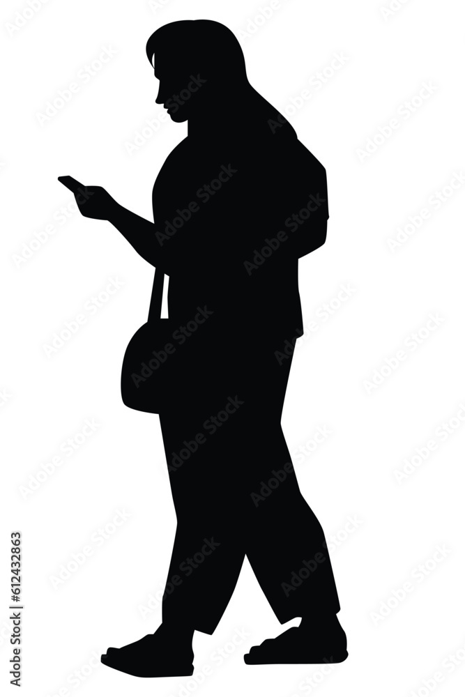 Woman silhouette vector on white background ,people in black and white, illustration for creative content.