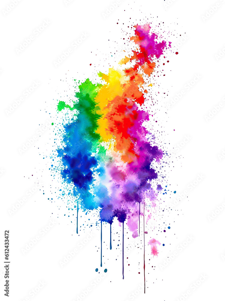 Fototapeta premium Watercolor rainbow illustration of lgbt right. Abstract LGBT rainbow watercolor. Cut out on white background. Generative AI
