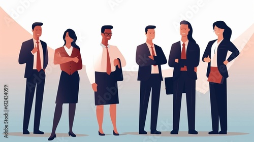 Business team ready to work. Business illustration template, Generative AI