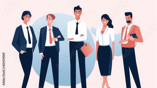 Business team ready to work. Business illustration template, Generative AI
