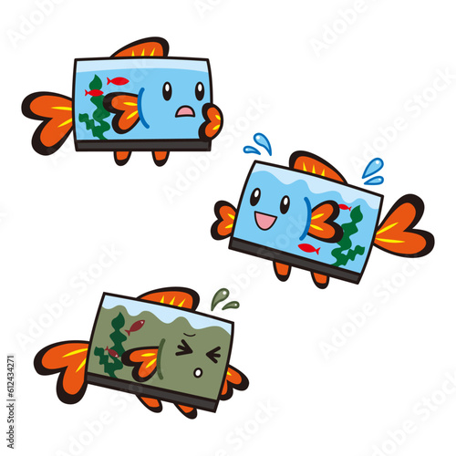 かわいい魚のキャラクター 水槽 クマノミ 金魚 アクアリウム