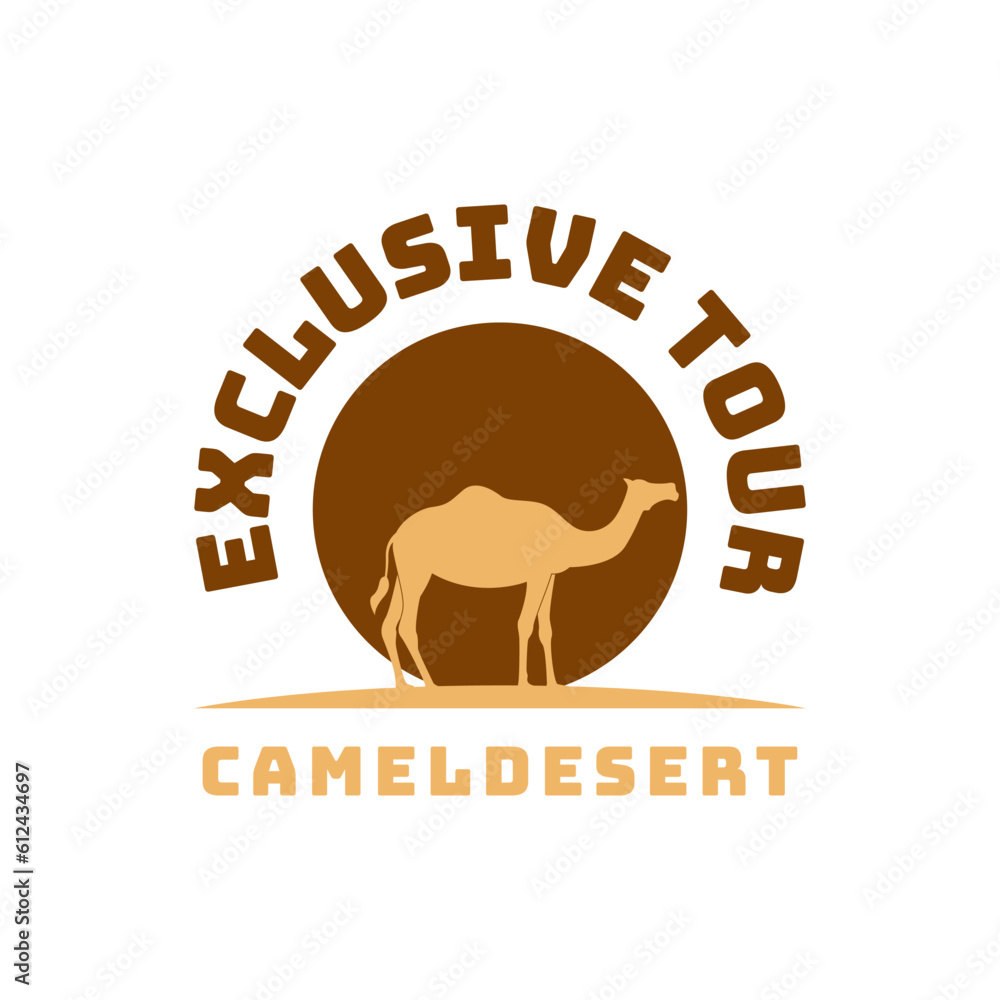 Fototapeta premium Illustration Vector Graphic Desert Camel Exclusive Tour Logo Design Idea