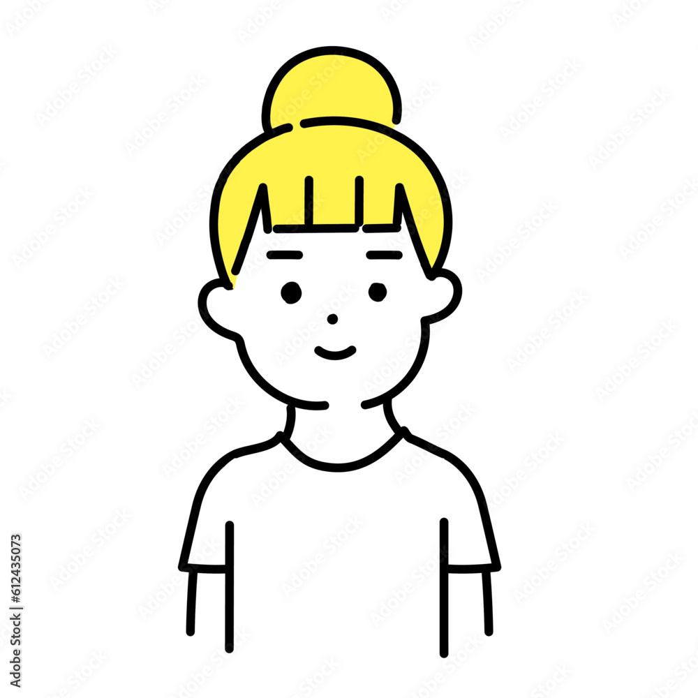 Obraz premium かわいい人物のイラストシリーズ _ カジュアルな女性_ 笑顔