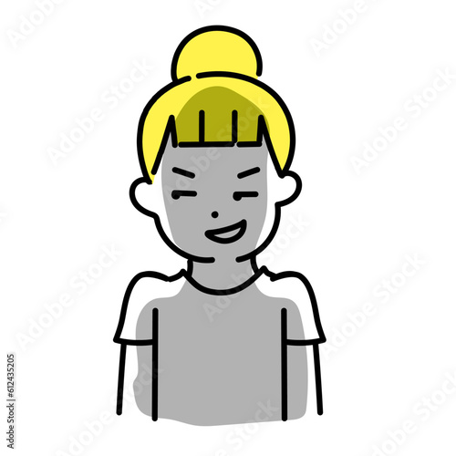 かわいい人物のイラストシリーズ _ カジュアルな服装の女性_ 企む