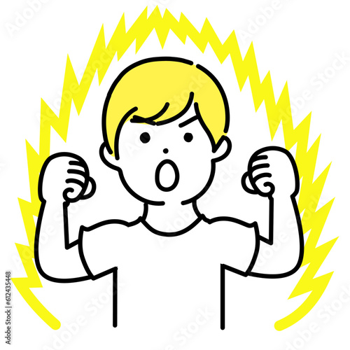 かわいい人物のイラストシリーズ _ カジュアルな服装の男性_ やる気