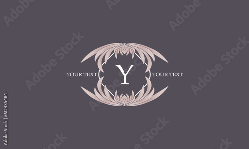 Floral monogram for cards, invitations, menus, labels with the letter Y in the center. Graphic design for pages, business signage, boutiques, cafes, hotels.