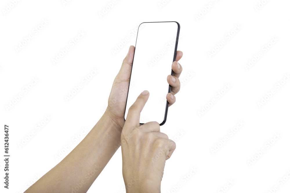 Finger of girl touch on screen smartphone to use somethings Finger of girl touch on screen smartphone to use somethings